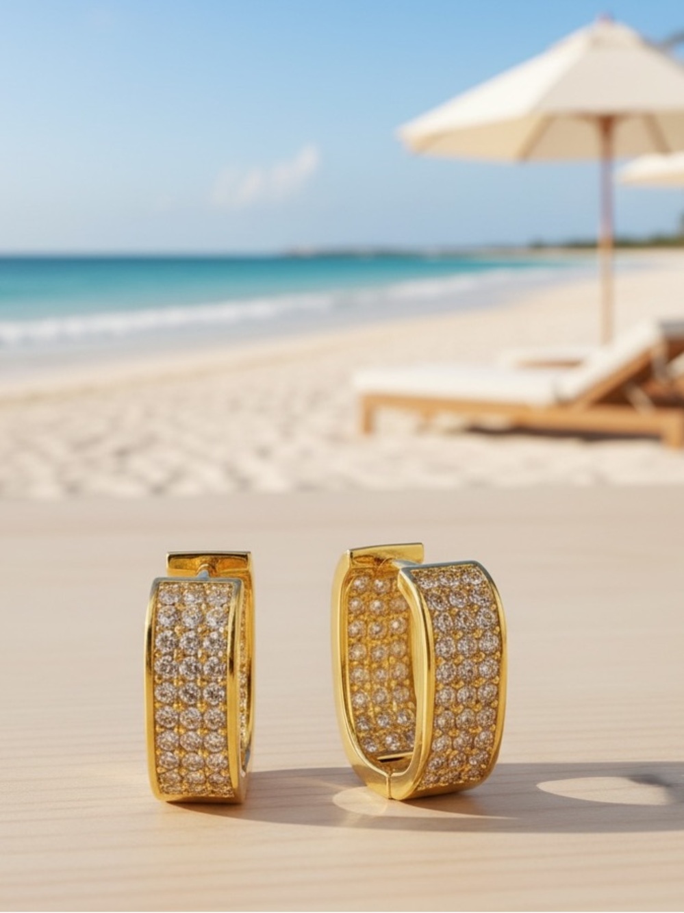 Gold and Crystal Geometric Formal Earrings